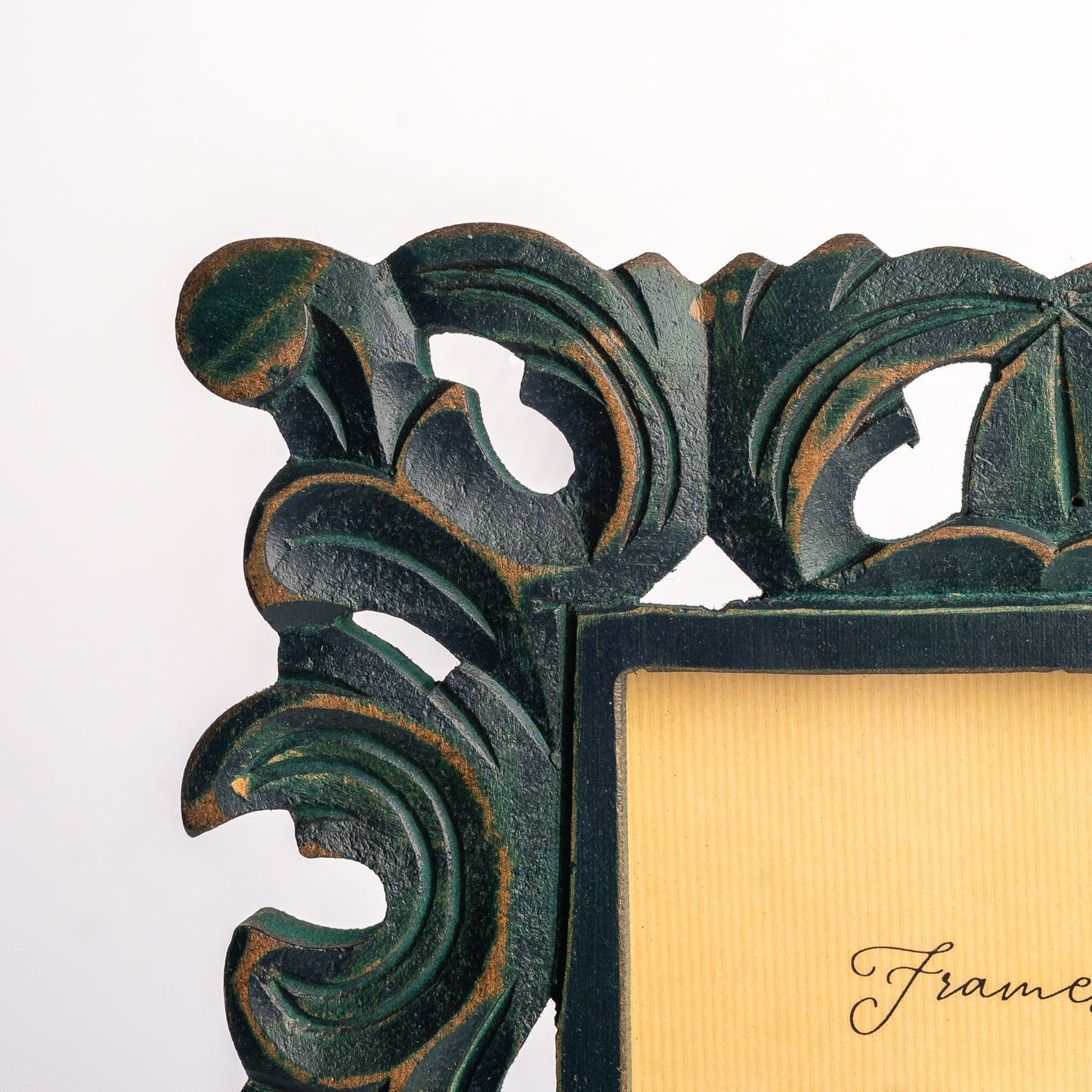 Ferme Vintage Rustic Wooden Photo Frame Hand Carved Forest Green FPF149 - 5x7 inches