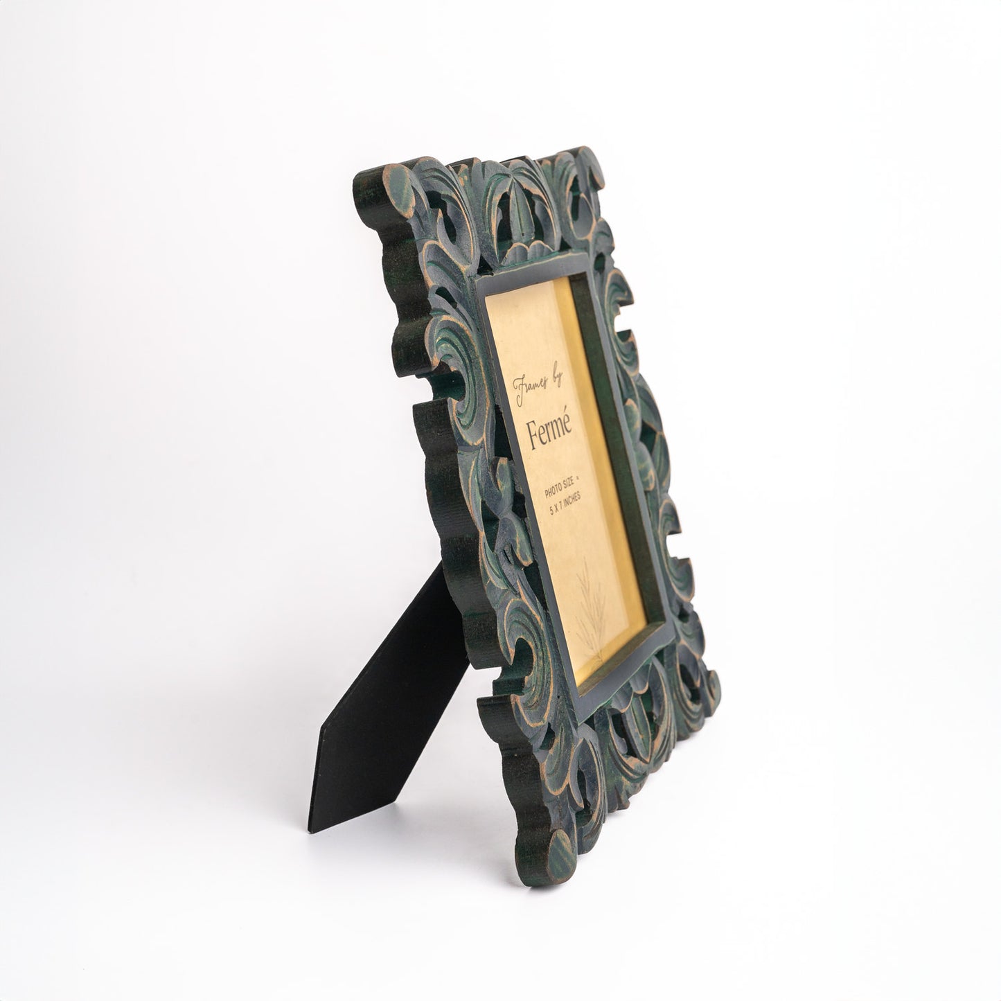 Ferme Vintage Rustic Wooden Photo Frame Hand Carved Forest Green FPF149 - 5x7 inches