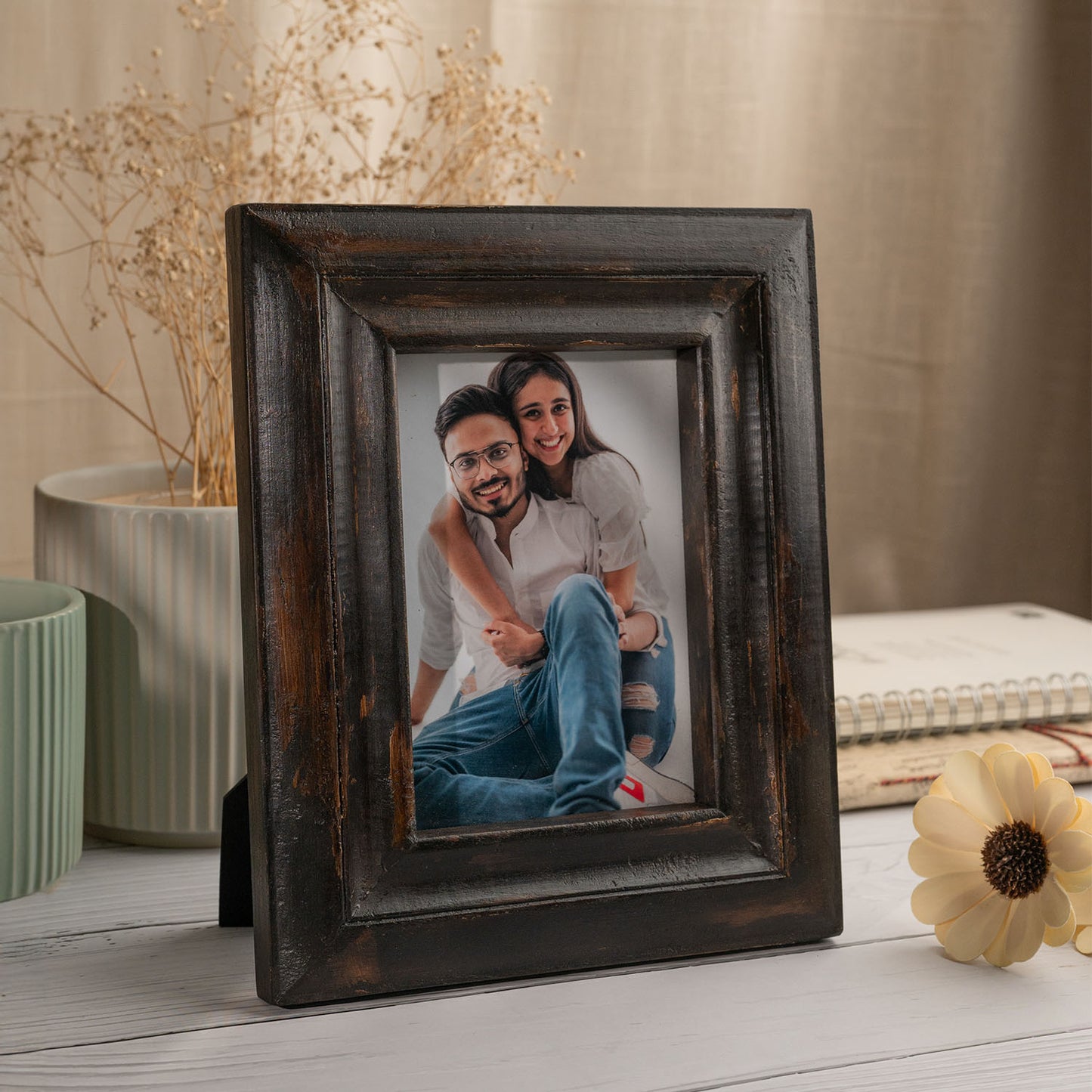 Ferme Vintage Wooden Rustic Photo Frame Dark Brown FPF066 - 5x7 inches