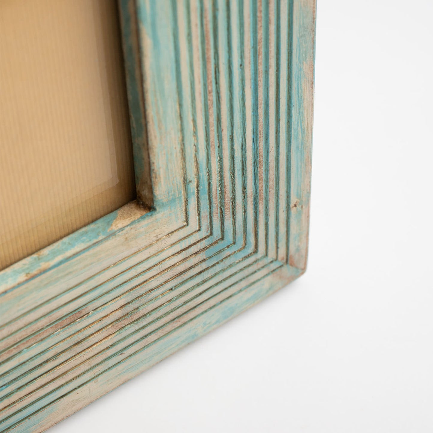 Ferme Vintage Rustic Wooden Hand Carved Photo Frame Turquoise Blue FPF153 - 5x7 inches
