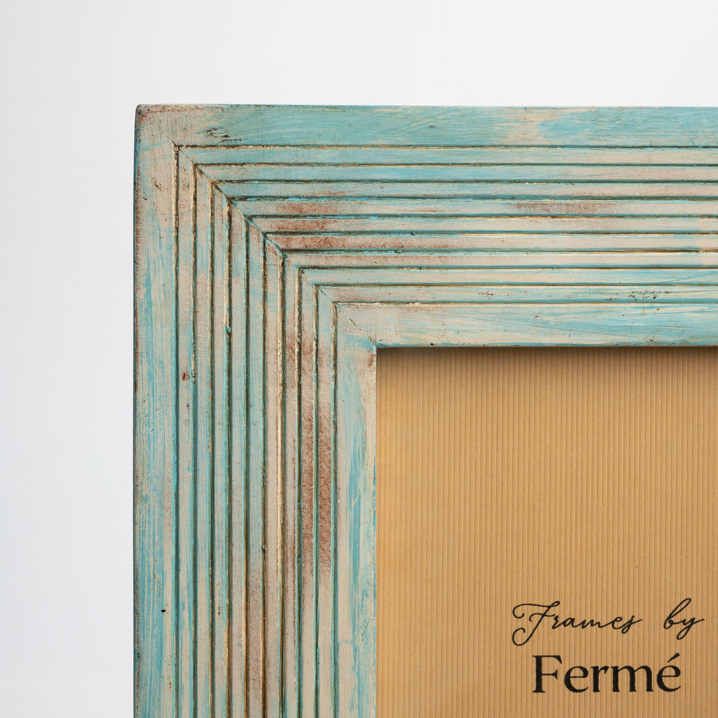 Ferme Vintage Rustic Wooden Hand Carved Photo Frame Turquoise Blue FPF153 - 5x7 inches