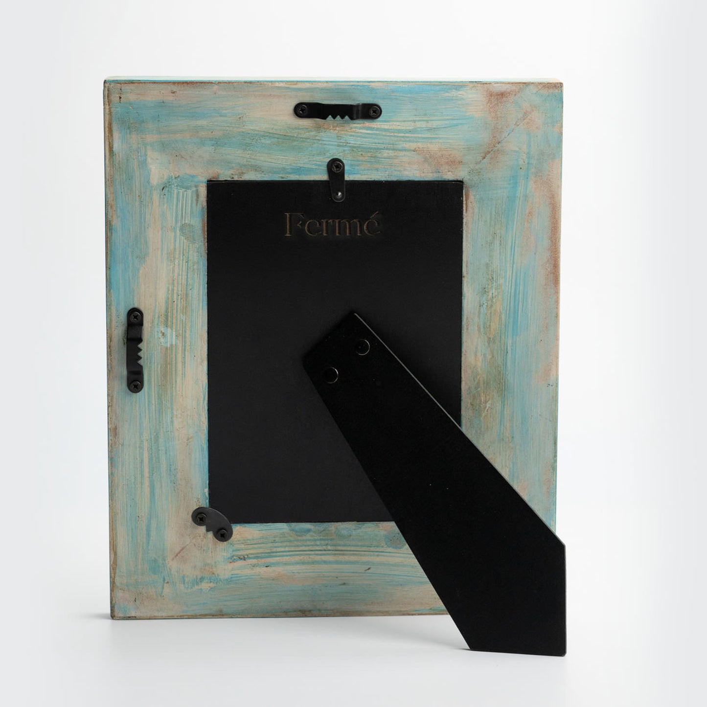 Ferme Vintage Rustic Wooden Hand Carved Photo Frame Turquoise Blue FPF153 - 5x7 inches