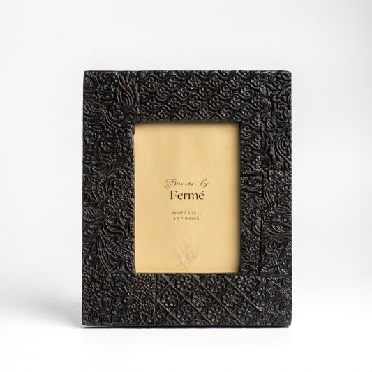 Ferme Natural Wood Block Carved Photo Frame FPF029 -  5x7 inches