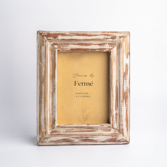 Ferme Vintage Rustic Wooden Photo Frame White FPF150 - 6x8 inches