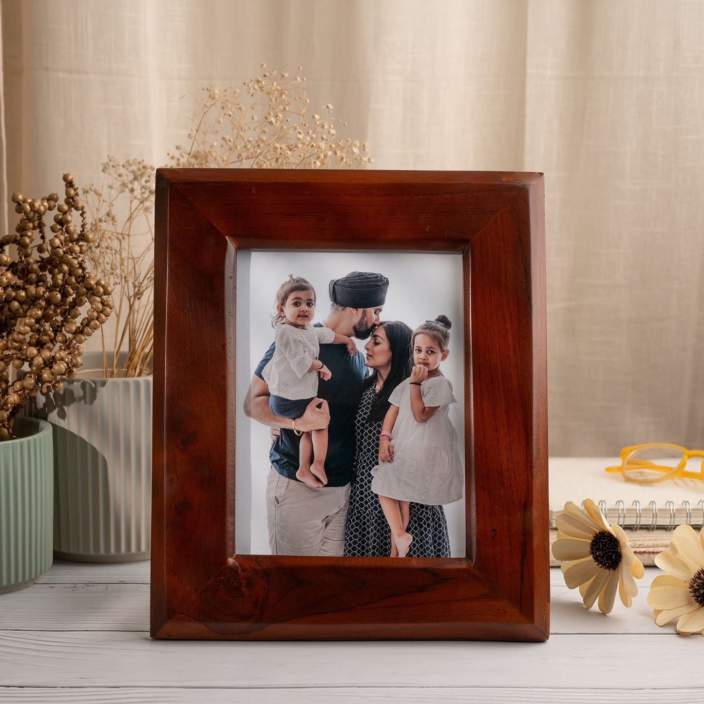 Ferme Upcycled Classic Natural Teak Wood Photo Frame FPF110 - 6x8 inches